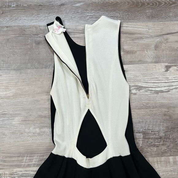 Parker Black Fit and Flare Dress Cutout Back Sleeveless Skater Style S - Picture 5 of 9